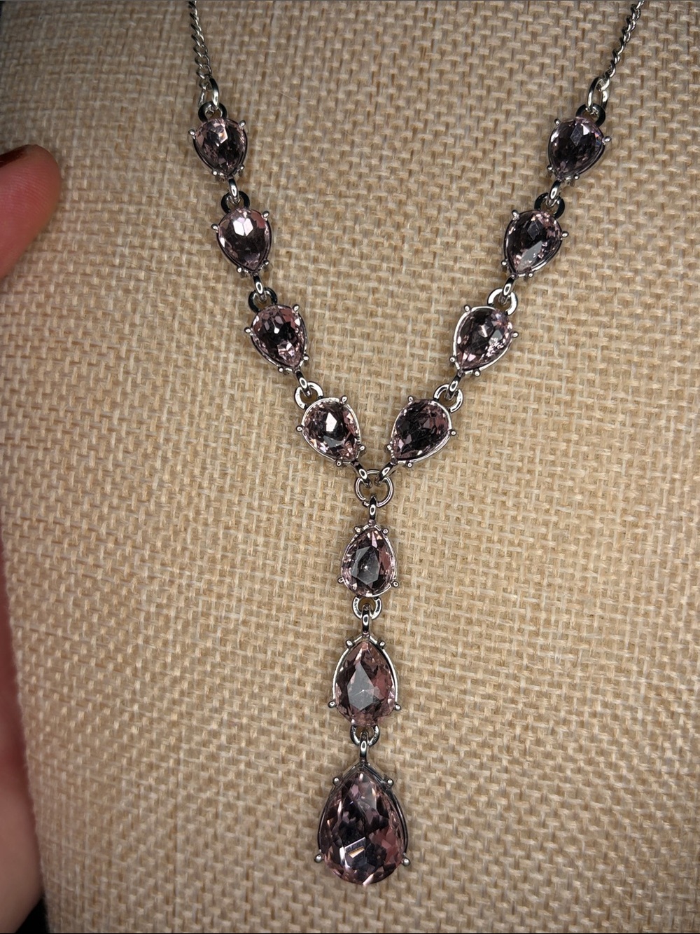 paparazzi Purple Teardrop Y-Style Pendant Necklace and earrings set